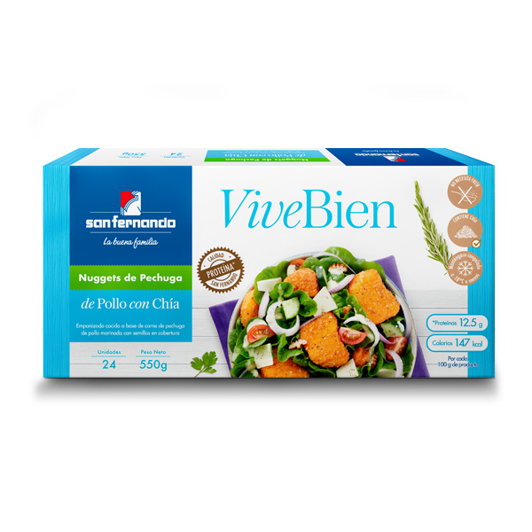 Nuggets de pechuga de pollo con chía x 24 und