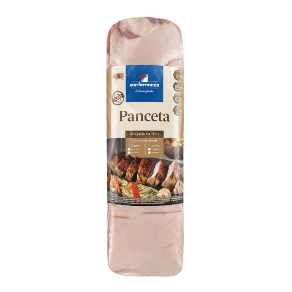 Panceta de cerdo con piel y con hueso