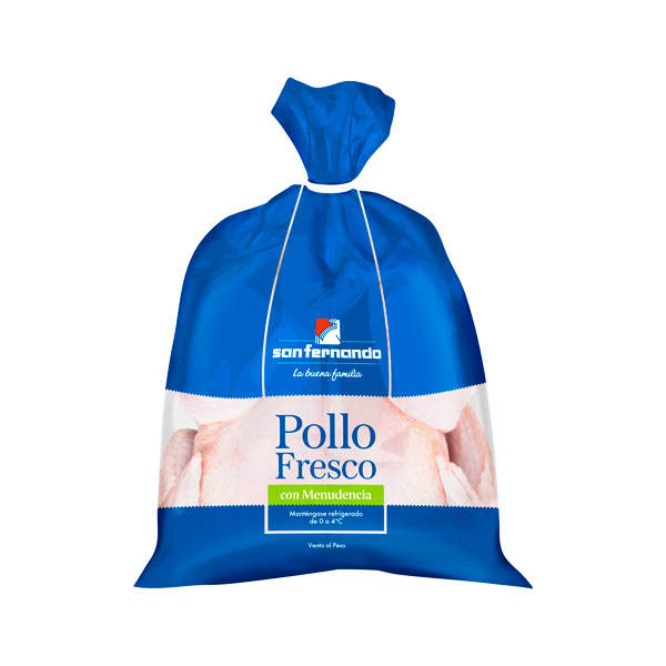 Pollo entero grande  fresco con menudencia