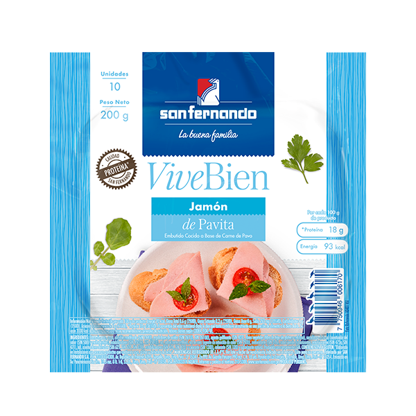 Jamón de Pavita Vive Bien x 200 Gr.