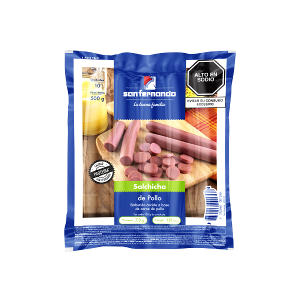 Salchicha de pollo x  500 gr.