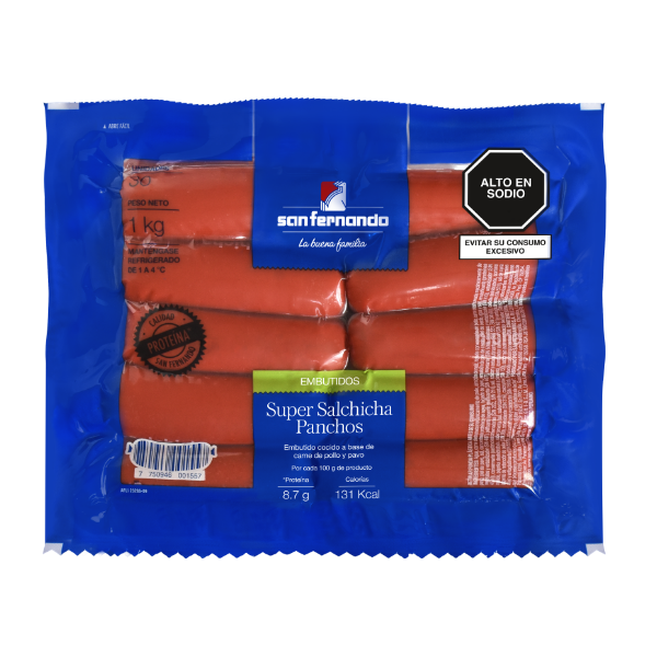Súper salchicha roja panchos x 1 Kg.
